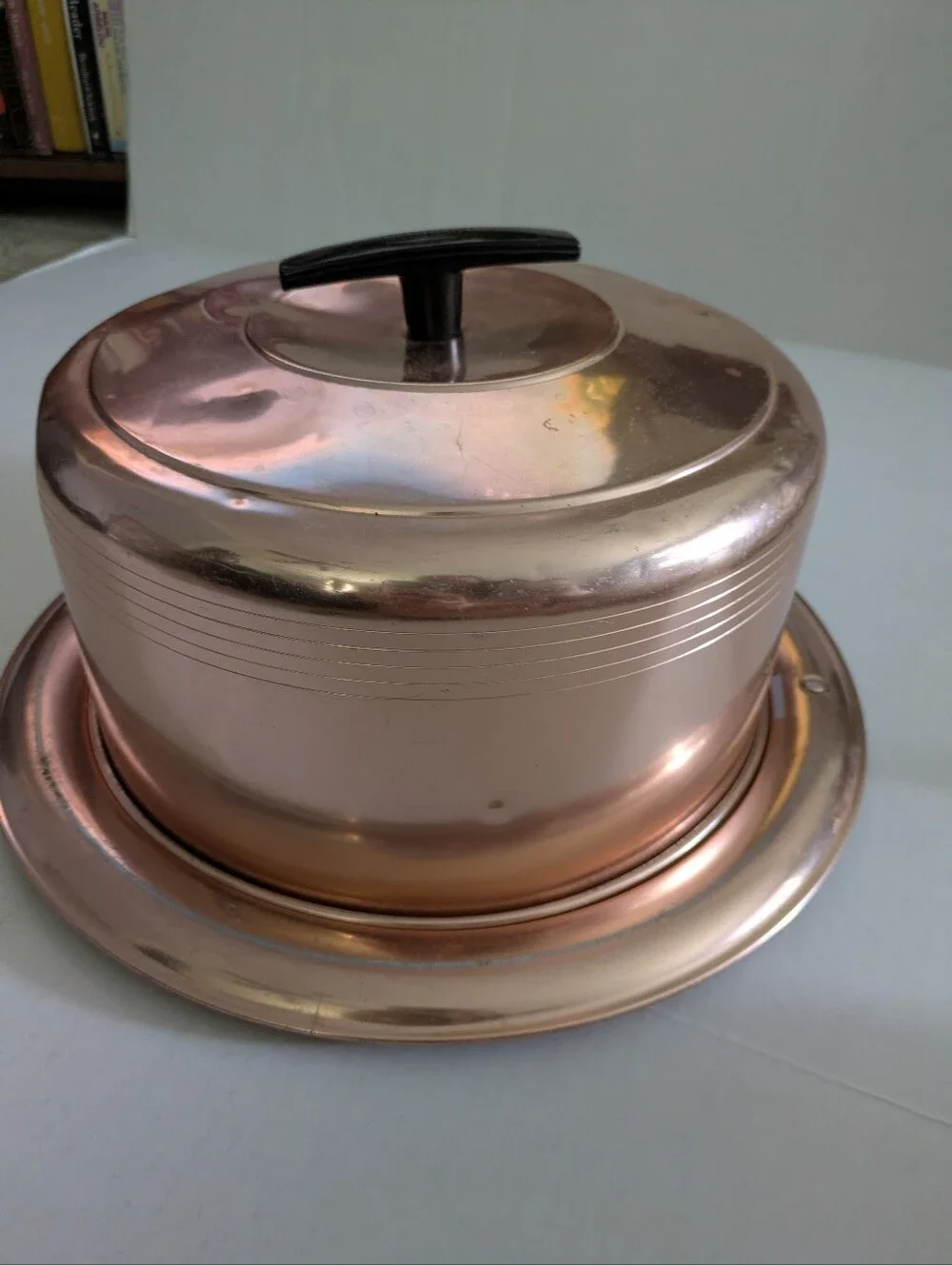 Mid- century copper aluminum cake carrier. West Bend Brand.